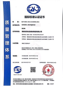 International Standard Certification Certificate