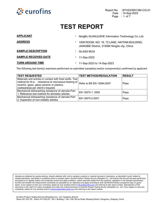 Glass Mug Test Report