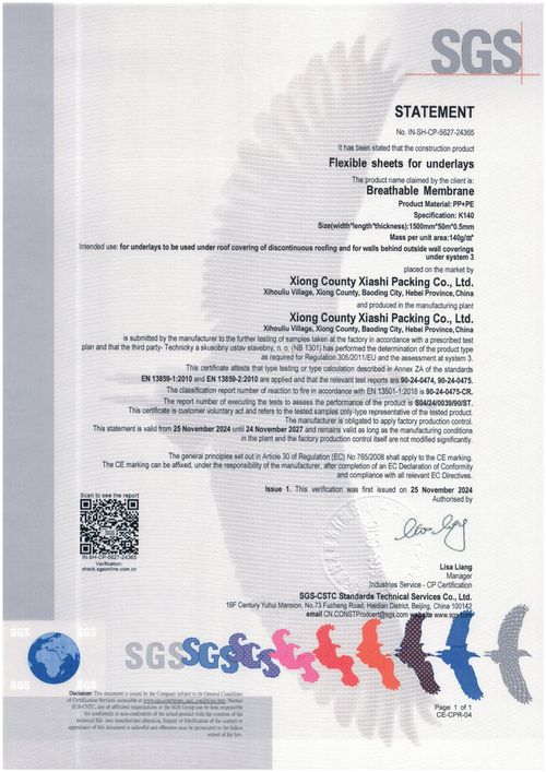 Flexible Roof Waterproof And Breathable Membrane Certification