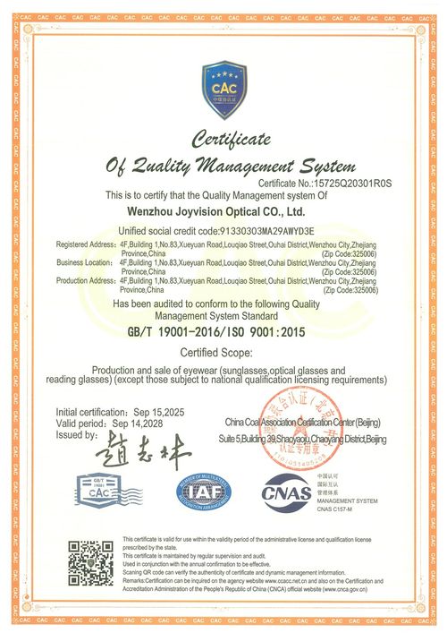 Quality Management System Certificate