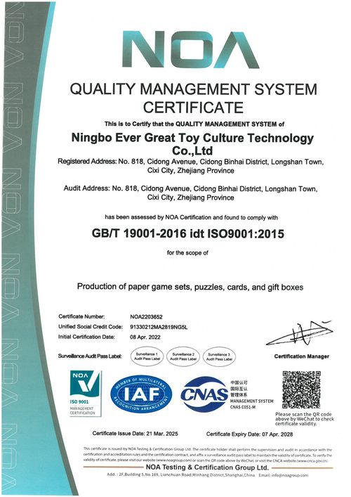 Quality Management System Certificate