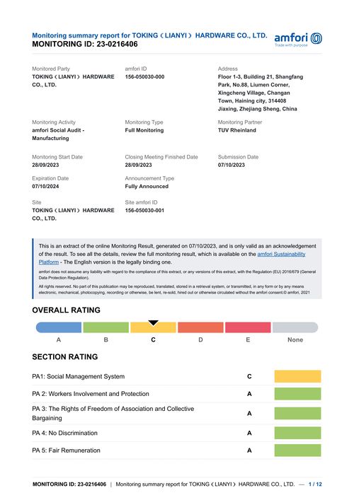Amfori Bsci Monitoring Report Certificate