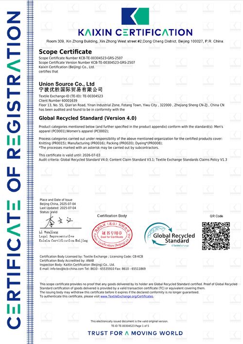 Global Recycled Standard Certification