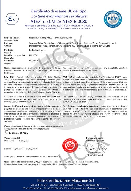 Atex Explosion Protection Product Eu Type Examination Certificate
